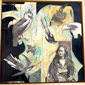 Abstract Painting Mixed Media on Birch Cradled Panel Framed in a Floatin…